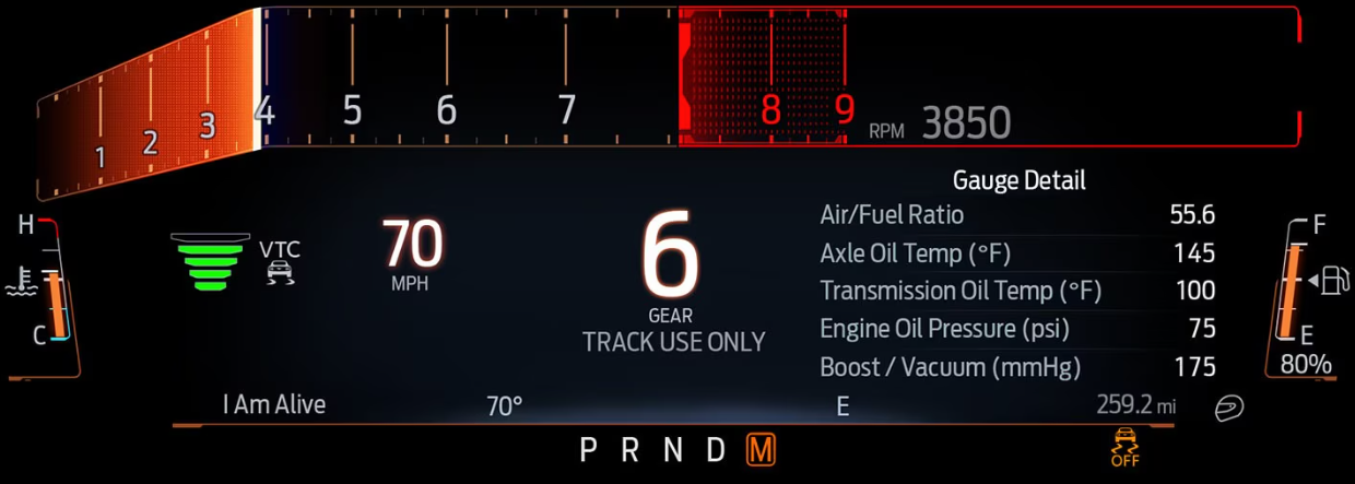 2025 Ford Mustang GTD Digital Cluster